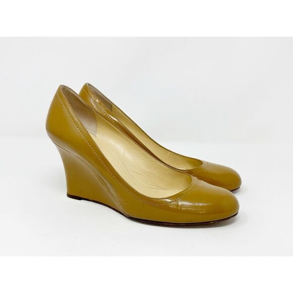 Kate Spade Kiki Camel Patent Leather Wedge Pumps Size 8 - Picture 1 of 14